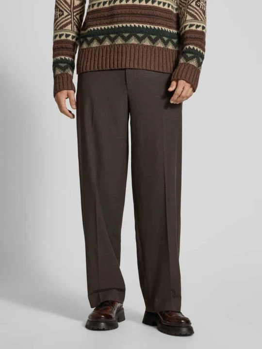 Zdjęcie produktu Spodnie materiałowe o kroju Straight Fit z kantami Scotch & Soda Ciemnobrązowy