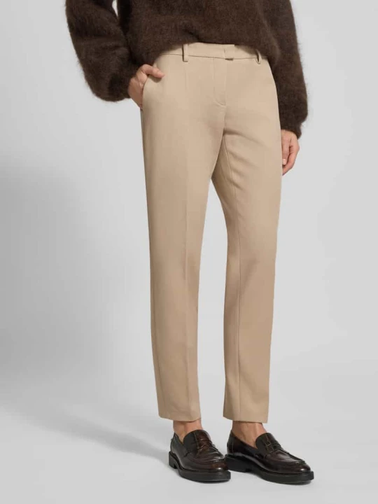 Zdjęcie produktu Spodnie materiałowe o kroju straight fit z zaprasowanymi kantami Windsor Beżowy melanż