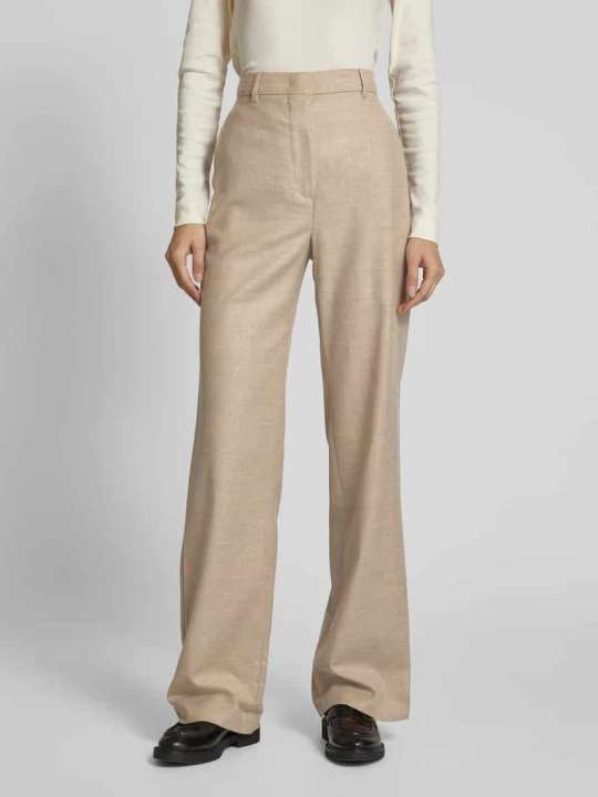 Zdjęcie produktu Spodnie materiałowe o kroju straight fit z mieszanki żywej wełny Max Mara Beżowy