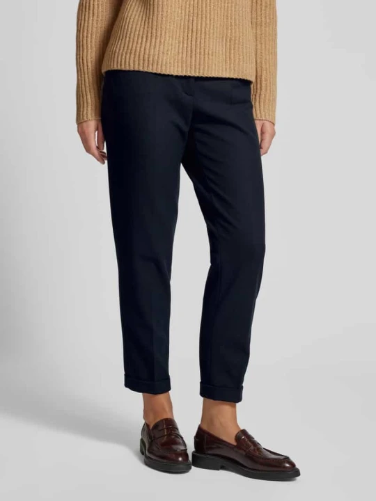 Zdjęcie produktu Spodnie materiałowe o kroju tapered fit w kant model ‘UTE’ RAFFAELLO ROSSI Granatowy