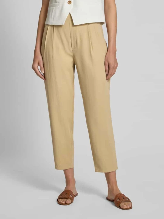 Zdjęcie produktu Spodnie materiałowe o kroju tapered fit z zakładkami w pasie Jake*s Piaskowy