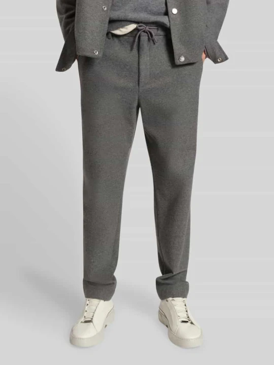 Zdjęcie produktu Spodnie materiałowe o kroju tapered z dodatkiem wełny, model „PERIN” Boss Jasnoszary