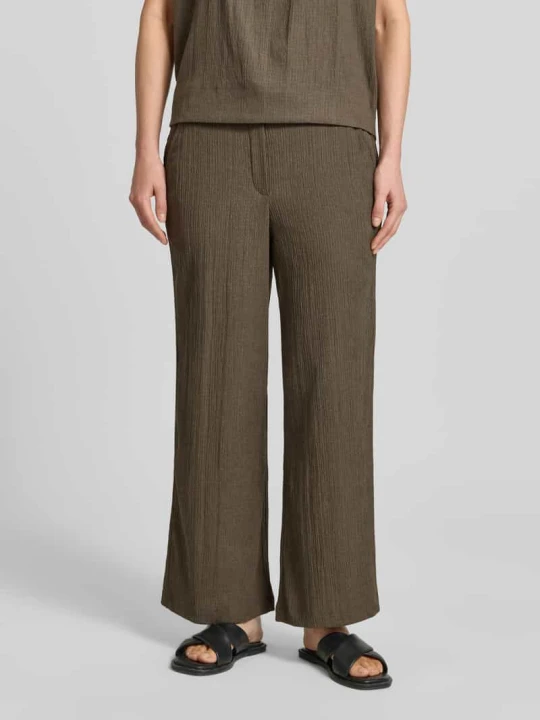 Zdjęcie produktu Spodnie materiałowe o kroju wide fit z fakturowanym wzorem model 'Mileni' Opus Khaki