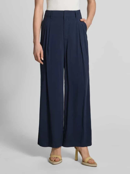 Zdjęcie produktu Spodnie materiałowe o kroju wide fit z mieszanki wiskozy model 'Mindy' My Essential Wardrobe Granatowy