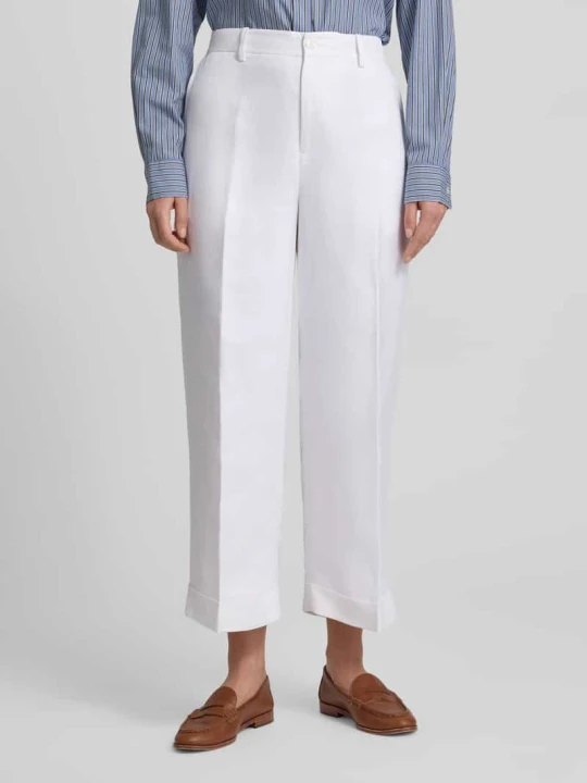 Zdjęcie produktu Spodnie materiałowe o kroju loose fit z mieszanki lnu i wiskozy model „SENDON” Lauren Ralph Lauren Biały