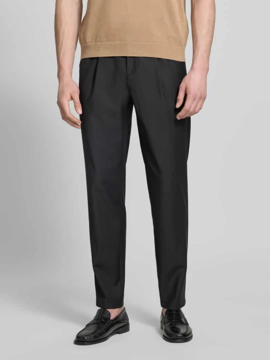 Zdjęcie produktu Spodnie materiałowe o kroju slim fit z dodatkiem wełny G1920 Czarny