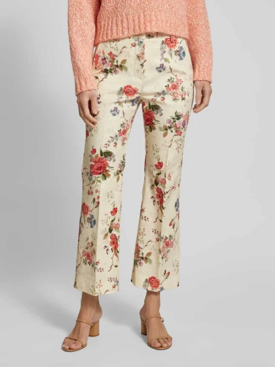 Zdjęcie produktu Spodnie materiałowe o rozkloszowanym kroju w kant model ‘CADMIO’ Weekend Max Mara Beżowy