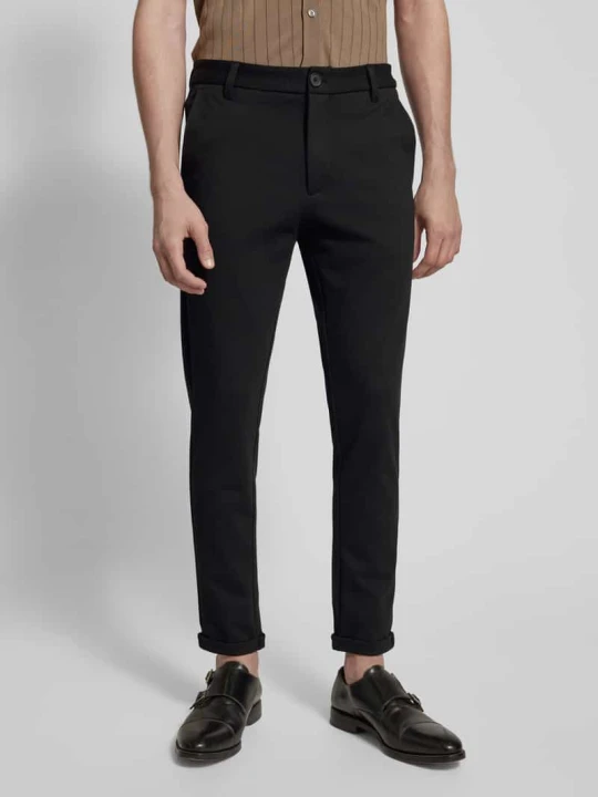 Zdjęcie produktu Spodnie materiałowe w kroju slim fit o skróconym fasonie lindbergh Czarny