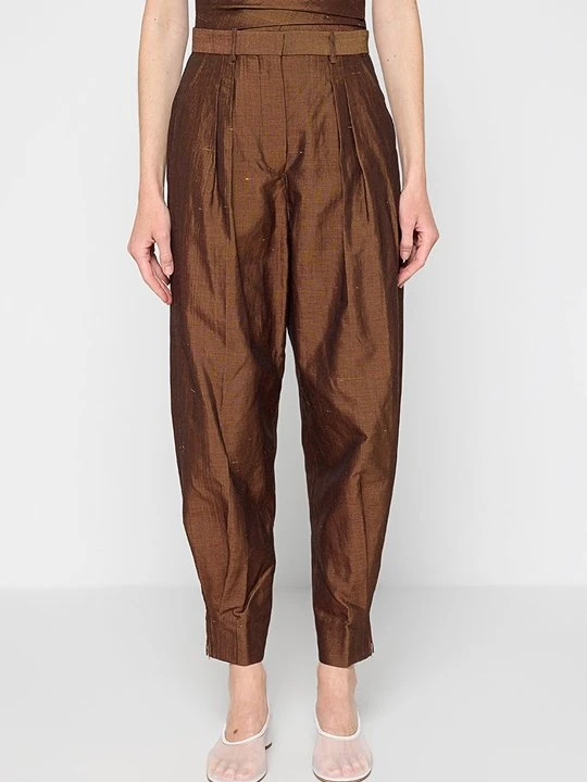 Zdjęcie produktu Spodnie materiałowe Tory Burch miedziany