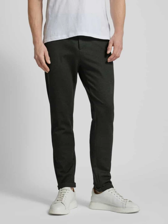 Zdjęcie produktu Spodnie materiałowe w kroju slim fit o skróconym fasonie lindbergh Oliwkowy