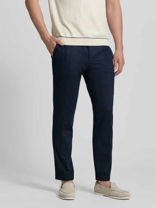 Zdjęcie produktu Spodnie materiałowe z dżerseju o kroju slim fit z mieszanki wiskozy Roy Robson Granatowy