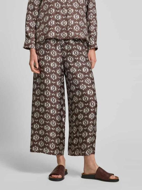 Zdjęcie produktu Spodnie materiałowe z czystego jedwabiu model ‘TORTONA’ Weekend Max Mara Ciemnobrązowy