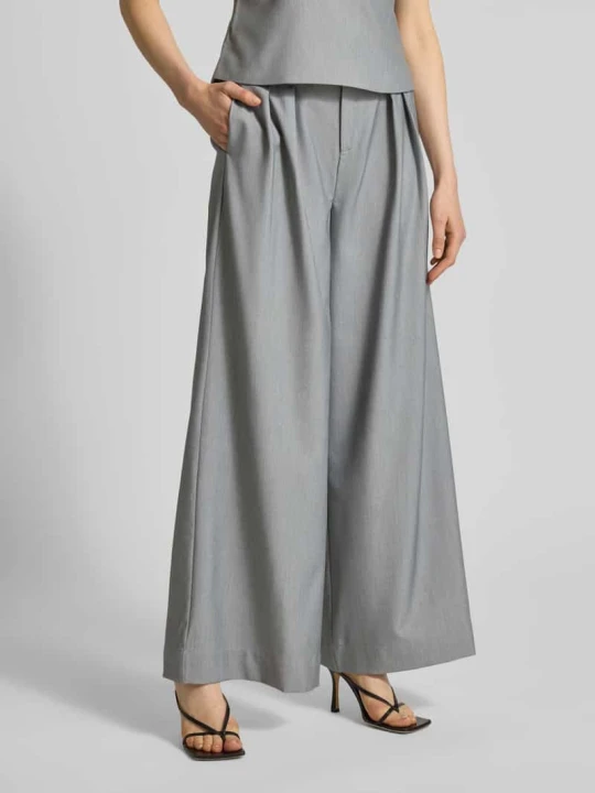 Zdjęcie produktu Spodnie materiałowe z francuskimi wpuszczanymi kieszeniami model 'Hanna' My Essential Wardrobe Jasnoszary melanż