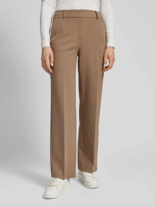 Zdjęcie produktu Spodnie materiałowe z haftką i zamkiem błyskawicznym model ‘RITA’ Selected Camel melanż
