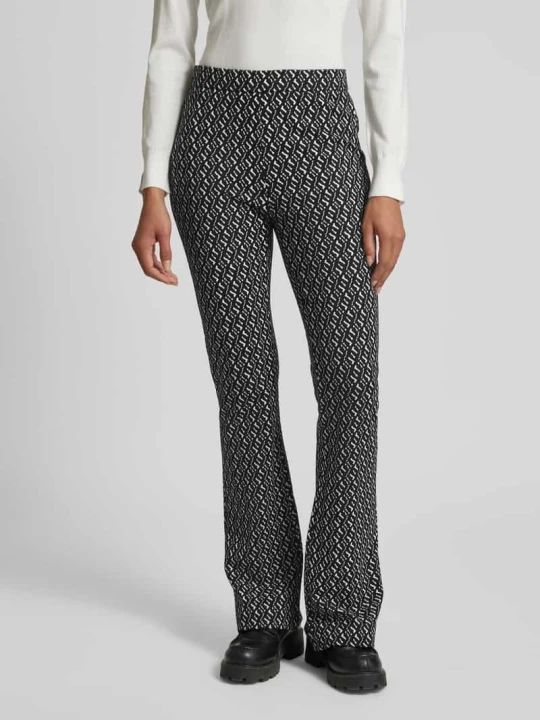 Zdjęcie produktu Spodnie materiałowe z poszerzaną nogawką i elastycznym pasem model ‘MACY’ RAFFAELLO ROSSI Czarny