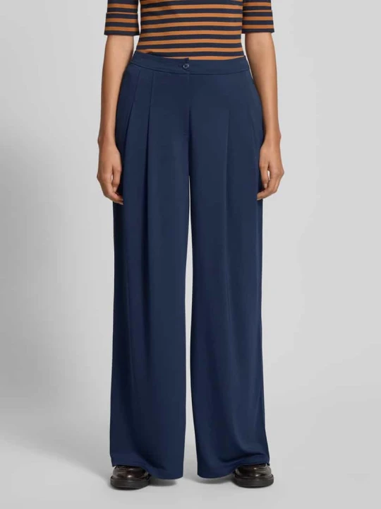 Zdjęcie produktu Spodnie materiałowe z szeroką nogawką i wysokim stanem model ‘CHABRELL’ Lauren Ralph Lauren Granatowy