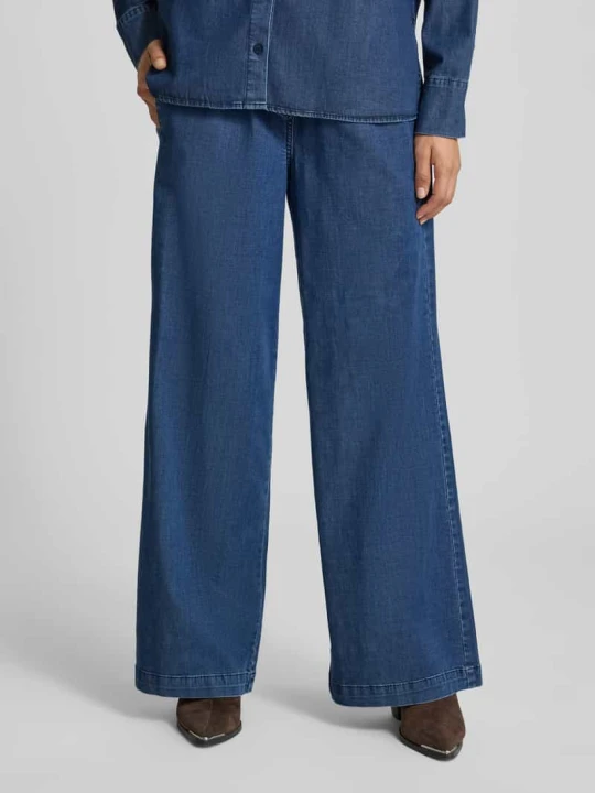 Zdjęcie produktu Spodnie materiałowe z szeroką nogawką z imitacji denimu Smith & Soul Jeansowy niebieski