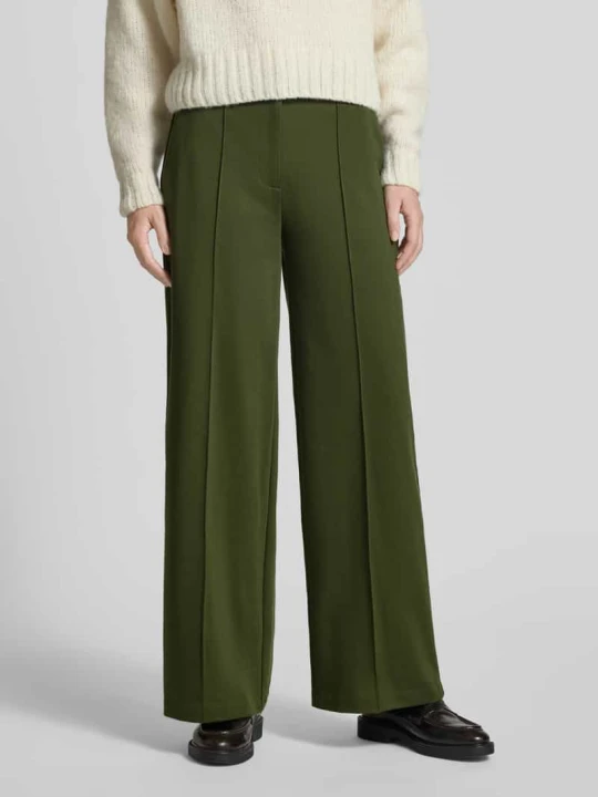 Zdjęcie produktu Spodnie materiałowe z szeroką nogawką z przeszytym kantem model ‘KATE’ Ichi Khaki