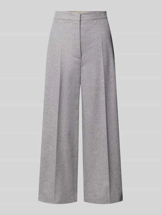 Zdjęcie produktu Spodnie materiałowe z żywej wełny z zakładką w pasie Max Mara Średnioszary
