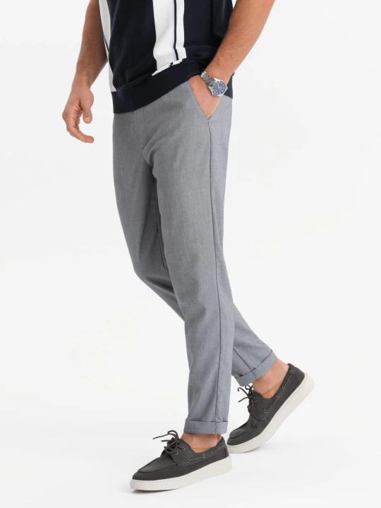 Zdjęcie produktu Spodnie męskie chino REGULAR FIT z gumką w pasie – szare V2 Ombre Clothing