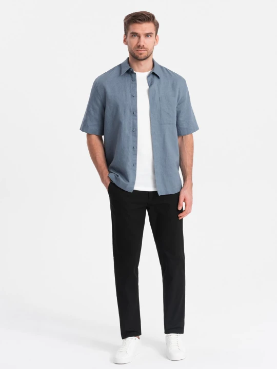 Zdjęcie produktu Spodnie męskie chino SLIM FIT - czarne V4 - Rozmiar: XL Ombre Clothing