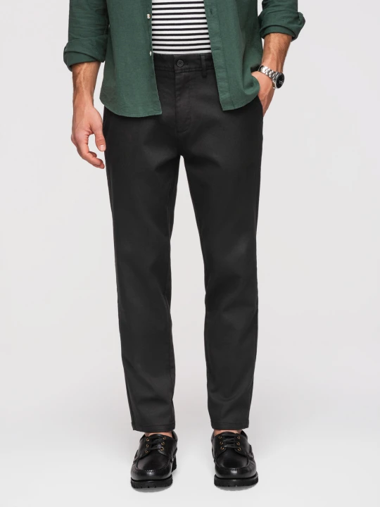 Zdjęcie produktu Spodnie męskie chino SLIM FIT z delikatną teksturą - czarne V3 - Rozmiar: S Ombre Clothing