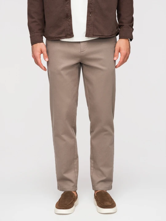 Zdjęcie produktu Spodnie męskie chino SLIM FIT z delikatną teksturą - popielate V1 Ombre Clothing popielaty