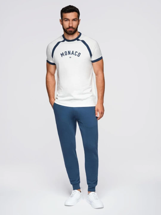 Zdjęcie produktu Spodnie męskie dresowe typu jogger - granatowe V4 - Rozmiar: XL Ombre Clothing