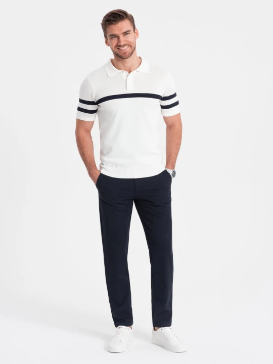 Zdjęcie produktu Spodnie męskie eleganckie chino SLIM FIT - granatowe V3 Ombre Clothing