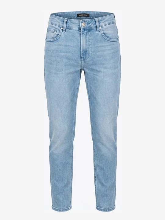 Zdjęcie produktu Spodnie męskie jeansowe CARROT z przetarciami - jasnoniebieskie V1 - Rozmiar: XXL Ombre Clothing