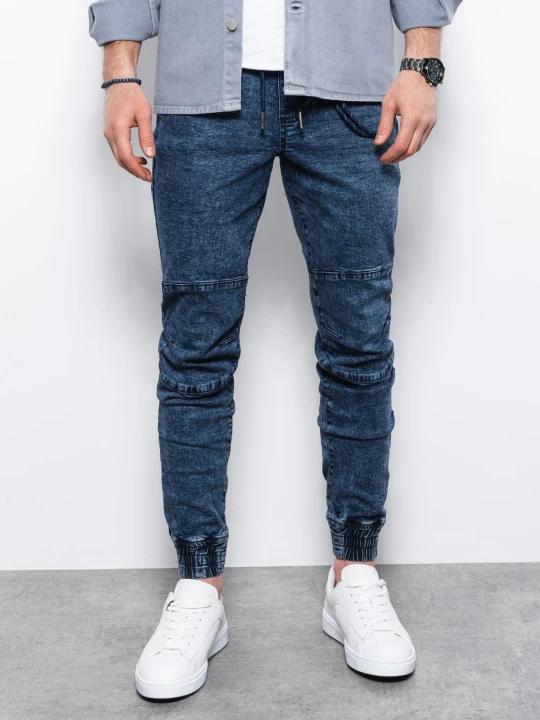 Zdjęcie produktu Spodnie męskie jeansowe joggery - niebieskie V3 Ombre Clothing