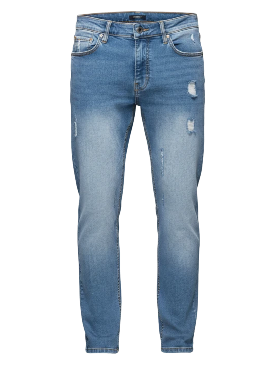Zdjęcie produktu Spodnie męskie jeansowe REGULAR FIT z przetarciami - jasnoniebieskie V1 Ombre Clothing