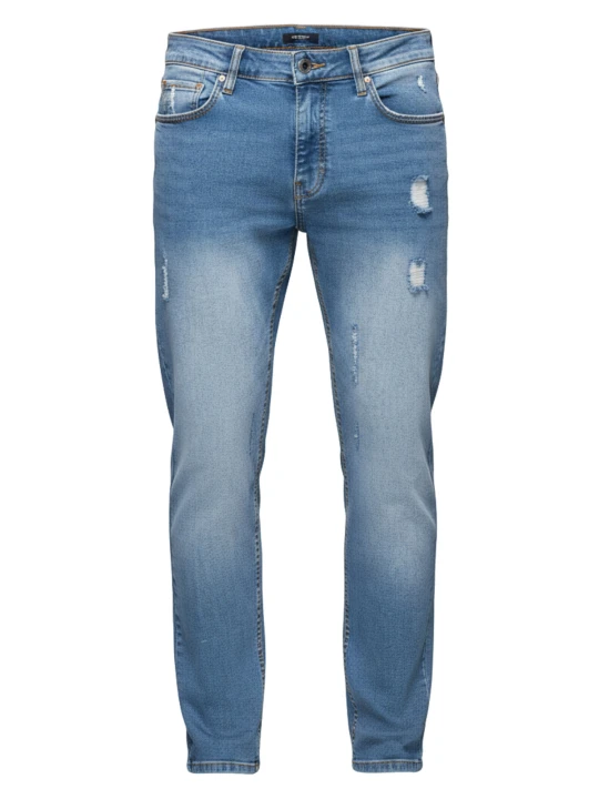 Zdjęcie produktu Spodnie męskie jeansowe REGULAR FIT z przetarciami - jasnoniebieskie V1 - Rozmiar: S Ombre Clothing