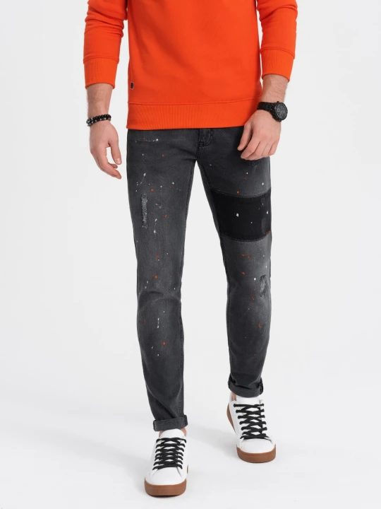 Zdjęcie produktu Spodnie męskie jeansowe SKINNY FIT - czarne V1 - Rozmiar: S Ombre Clothing