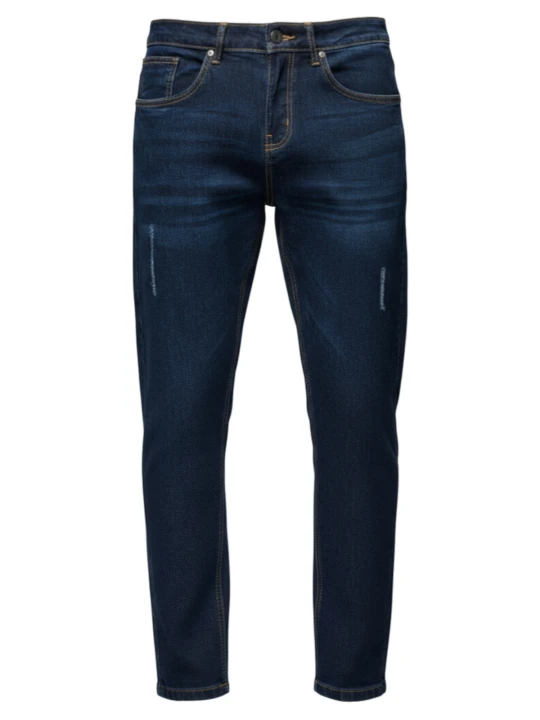 Zdjęcie produktu Spodnie męskie jeansowe z przetarciami REGULAR FIT - ciemnoniebieskie V4 - Rozmiar: XL Ombre Clothing