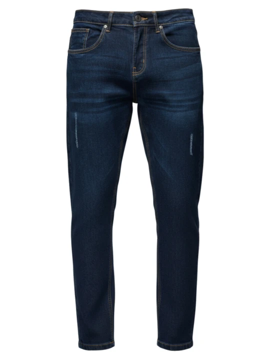 Zdjęcie produktu Spodnie męskie jeansowe z przetarciami REGULAR FIT - ciemnoniebieskie V4 - Rozmiar: XL Ombre Clothing