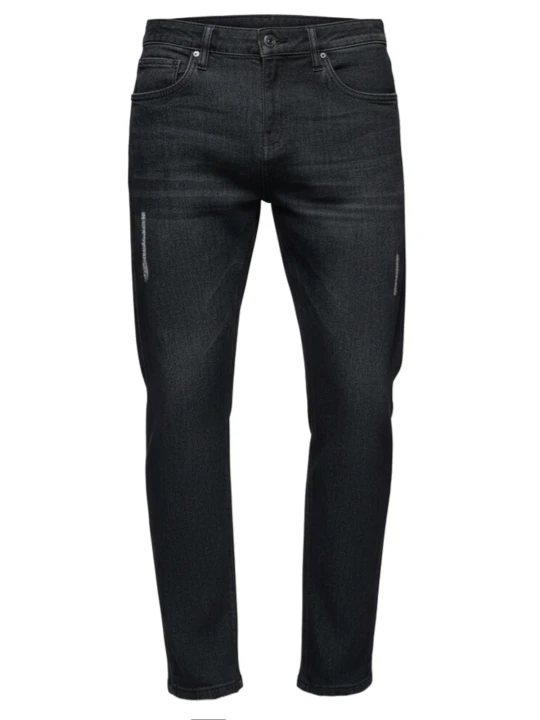 Zdjęcie produktu Spodnie męskie jeansowe z przetarciami REGULAR FIT - czarne V2 - Rozmiar: L Ombre Clothing