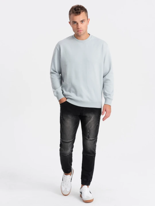 Zdjęcie produktu Spodnie męskie marmurkowe JOGGERY z przetarciami - czarne V2 - Rozmiar: L Ombre Clothing