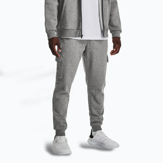 Zdjęcie produktu Spodnie męskie Under Armour Rival Fleece Cargo Jogger castlerock light heather / white Szary