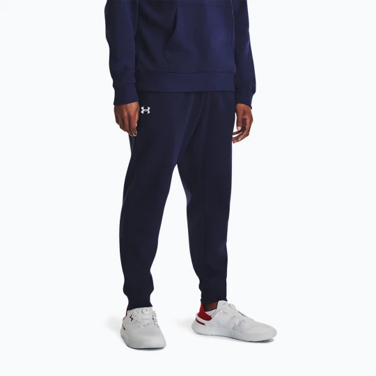 Zdjęcie produktu Spodnie męskie Under Armour Rival Fleece Joggers midnight navy/white Granatowy