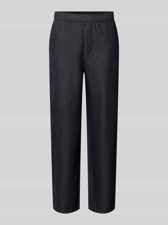 Zdjęcie produktu Spodnie o kroju barrel fit z mieszanka bawełny i lnu model 'BARREL HARVEY' Selected Homme Granatowy