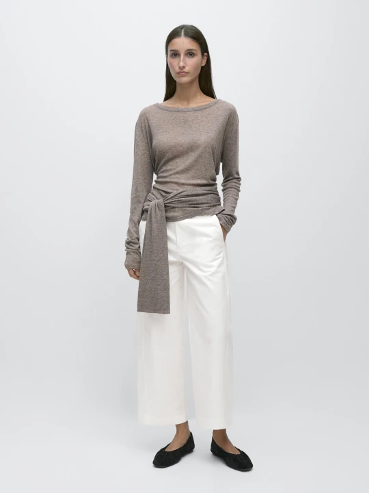 Zdjęcie produktu Spodnie O Kroju Barrel Fit Z Wysokim Stanem - Biały - - Massimo Dutti - Kobieta