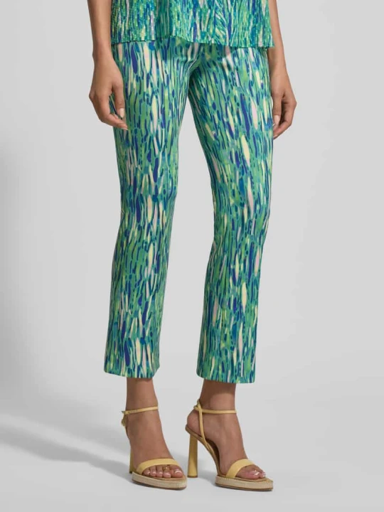 Zdjęcie produktu Spodnie o kroju feminine fit we wzór na całej powierzchni Marc Cain Zielony