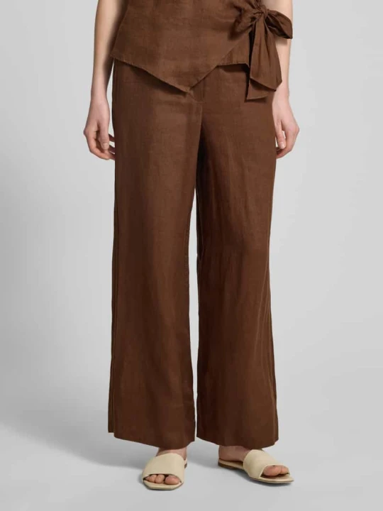 Zdjęcie produktu Spodnie o kroju loose fit o szerokości, z czystego lnu Tommy Hilfiger Średniobrązowy
