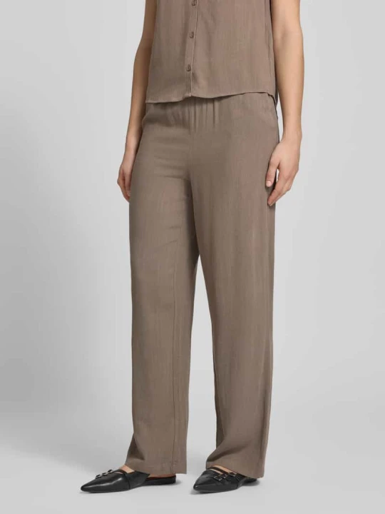 Zdjęcie produktu Spodnie o kroju loose fit o szerokości z mieszanki wiskozy i lnu model 'SIESTA' Only Średniobrązowy