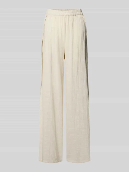 Zdjęcie produktu spodnie o kroju loose fit z czystej bawełny model 'AGNES' Pieces Beżowy