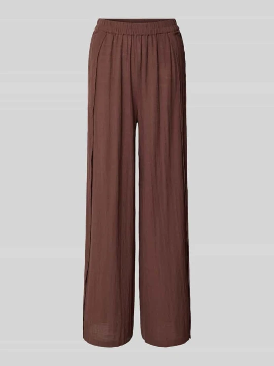 Zdjęcie produktu spodnie o kroju loose fit z czystej bawełny model 'AGNES' Pieces Średniobrązowy