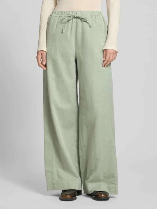 Zdjęcie produktu Spodnie o kroju loose fit z lnu z mieszanka bawełny i lnu Marc O'Polo Jasnozielony