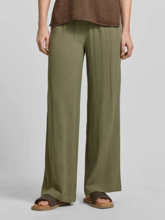 Zdjęcie produktu Spodnie o kroju regular fit i szerokości z mieszanki wiskozy i lnu model 'VIVA-GULIA' Selected Khaki