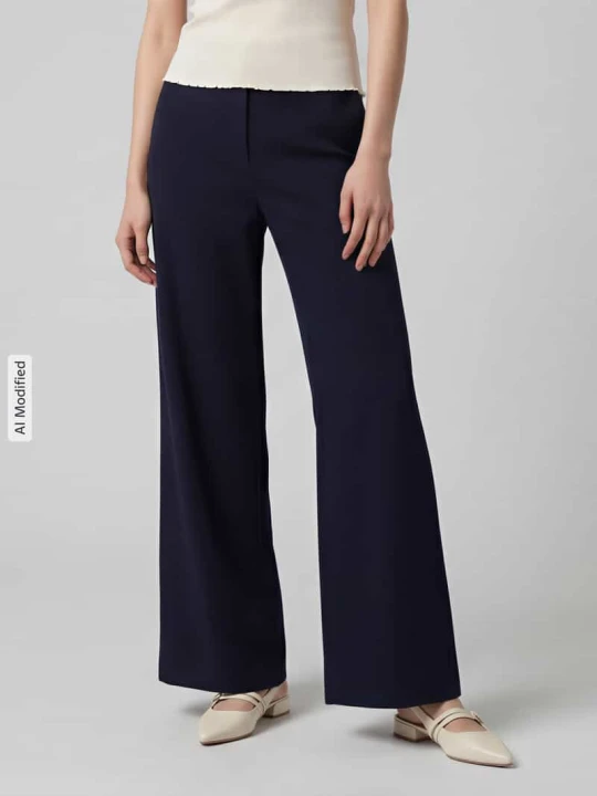 Zdjęcie produktu spodnie o kroju regular fit o szerokości z mieszanki wiskozy model 'NALEY' SEDUCTIVE Granatowy